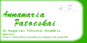 annamaria patocskai business card